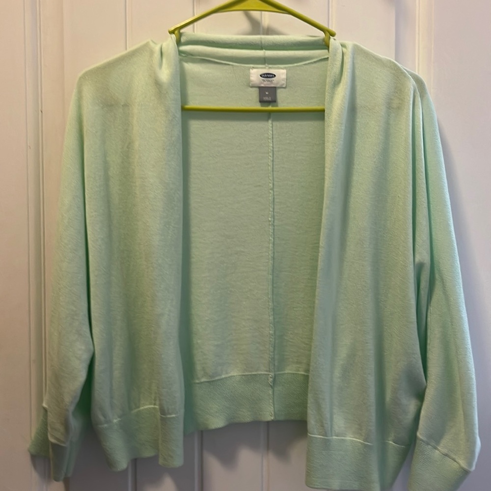 Old Navy short thin Cardigan in a mint  green, very light in color